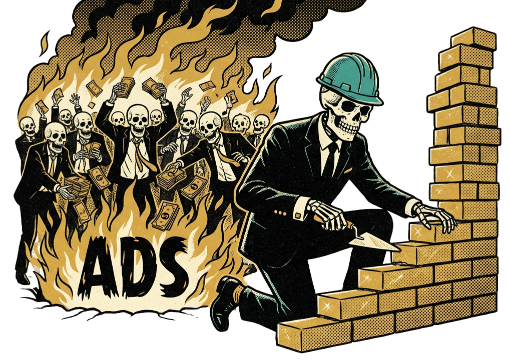 Skeleton building golden empire while others burn money on ads Skeleton building golden empire while others burn money on ads